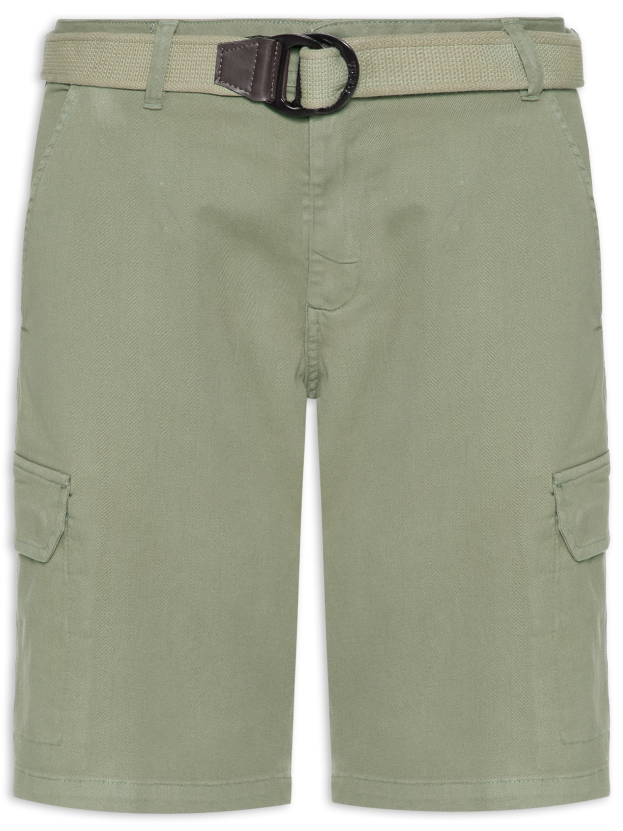 Bermuda Masculina Cargo Sarja Elastano Com Cinto - Verde
