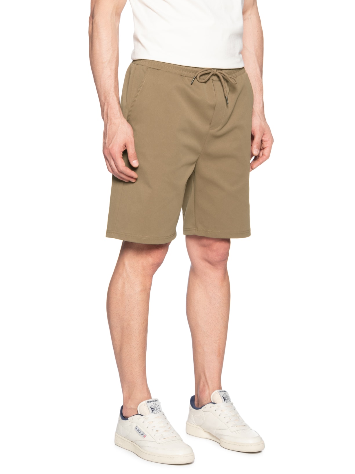 Bermuda Masculina Casual Básica Bege Basiq Men