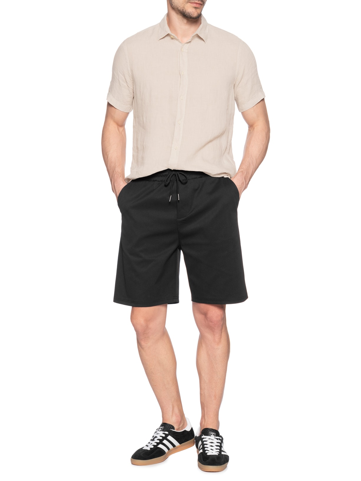 Bermuda Masculina Casual Básica Preto Basiq Men