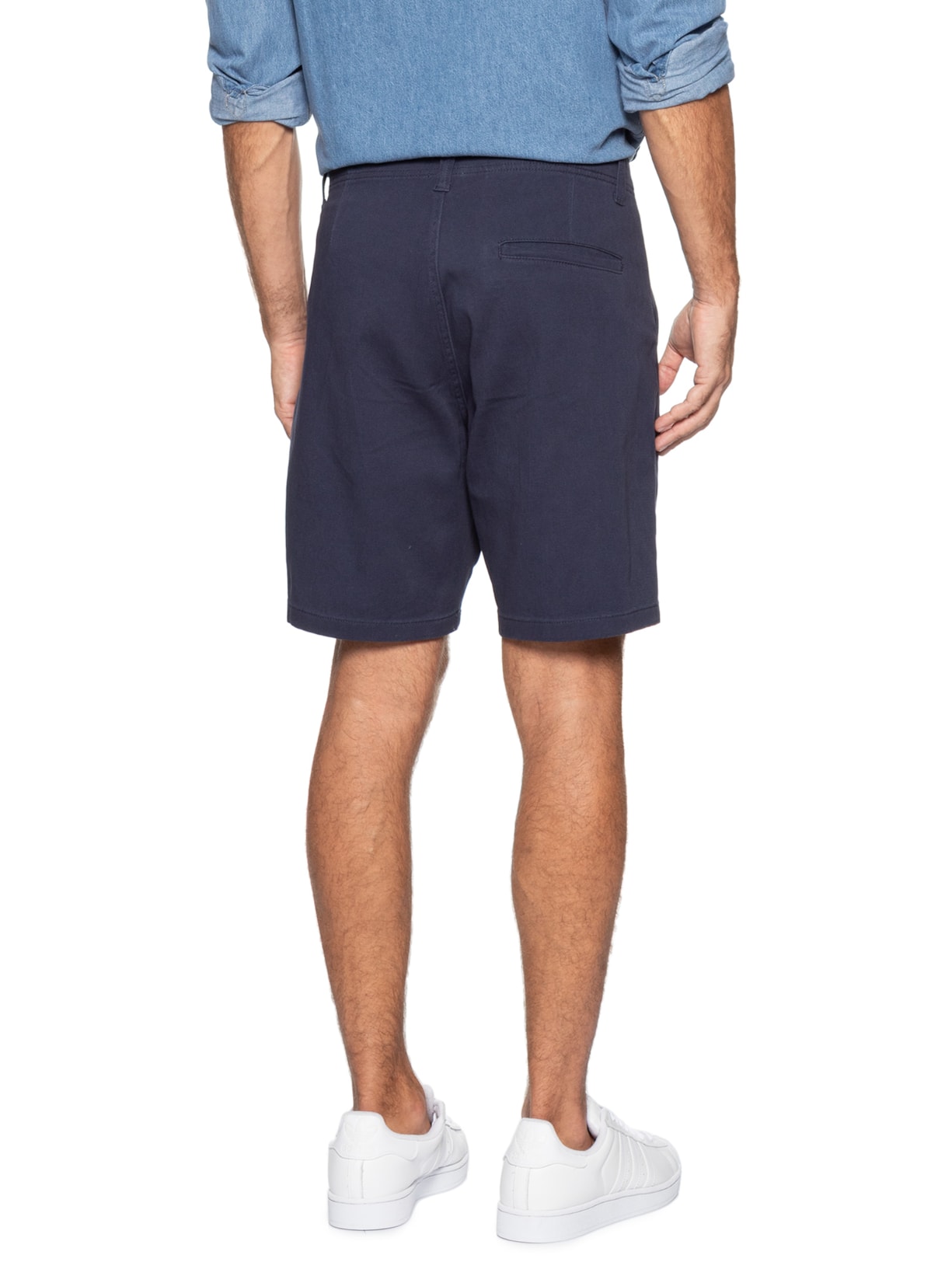 Bermuda Masculina Casual em Sarja Color Azul Basiq Men