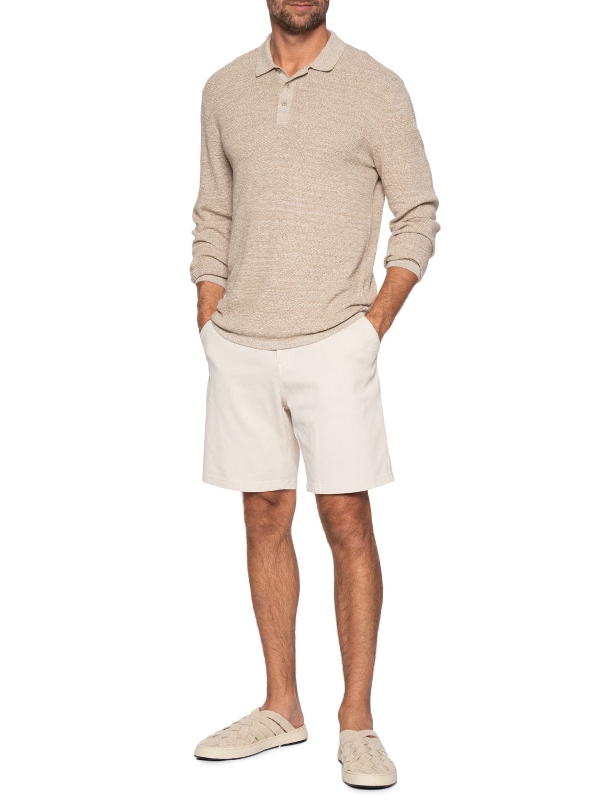 Bermuda Masculina Casual em Sarja Color Bege Basiq Men