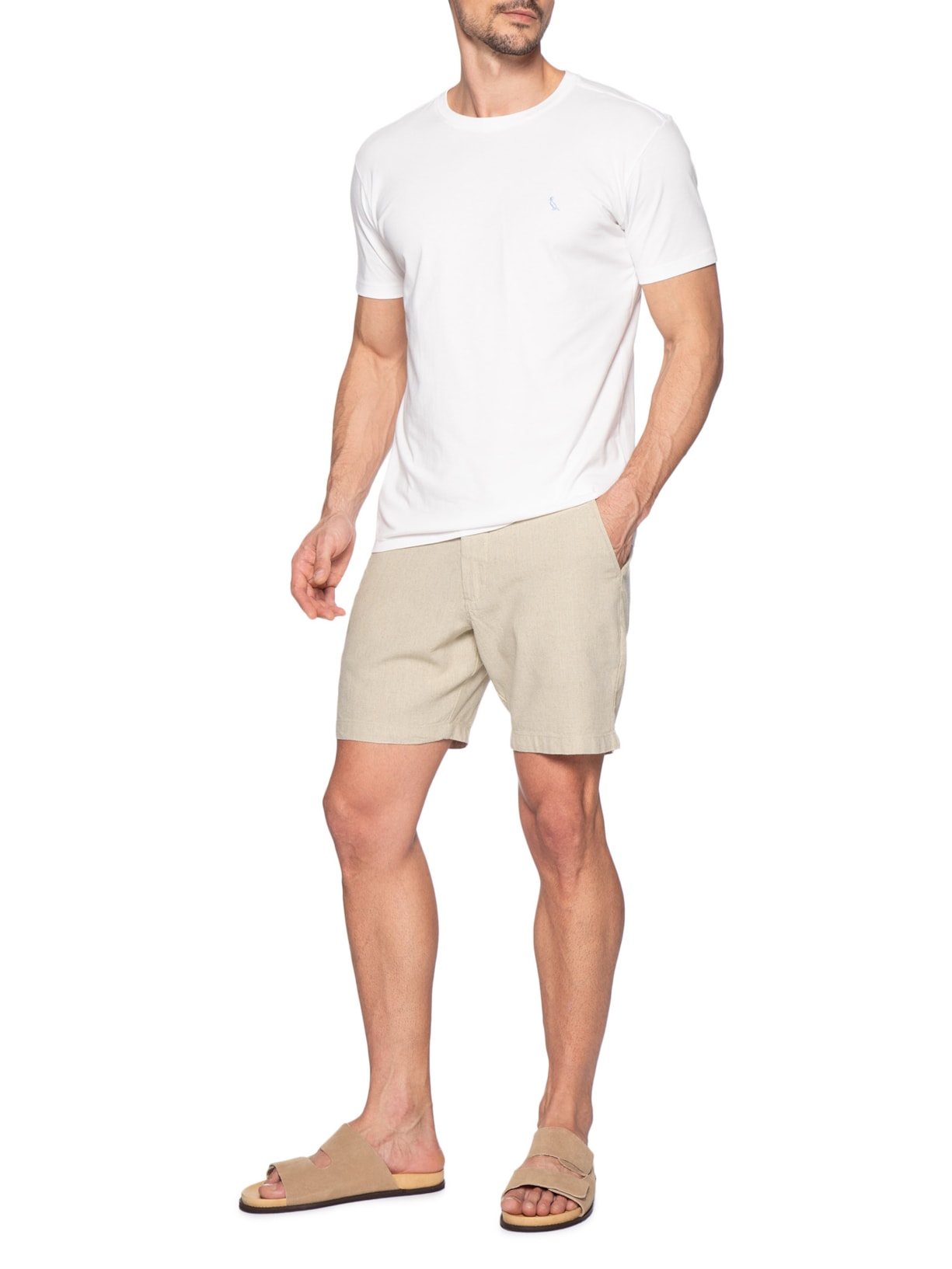 Bermuda Masculina Casual Linho Plus Bege Reserva