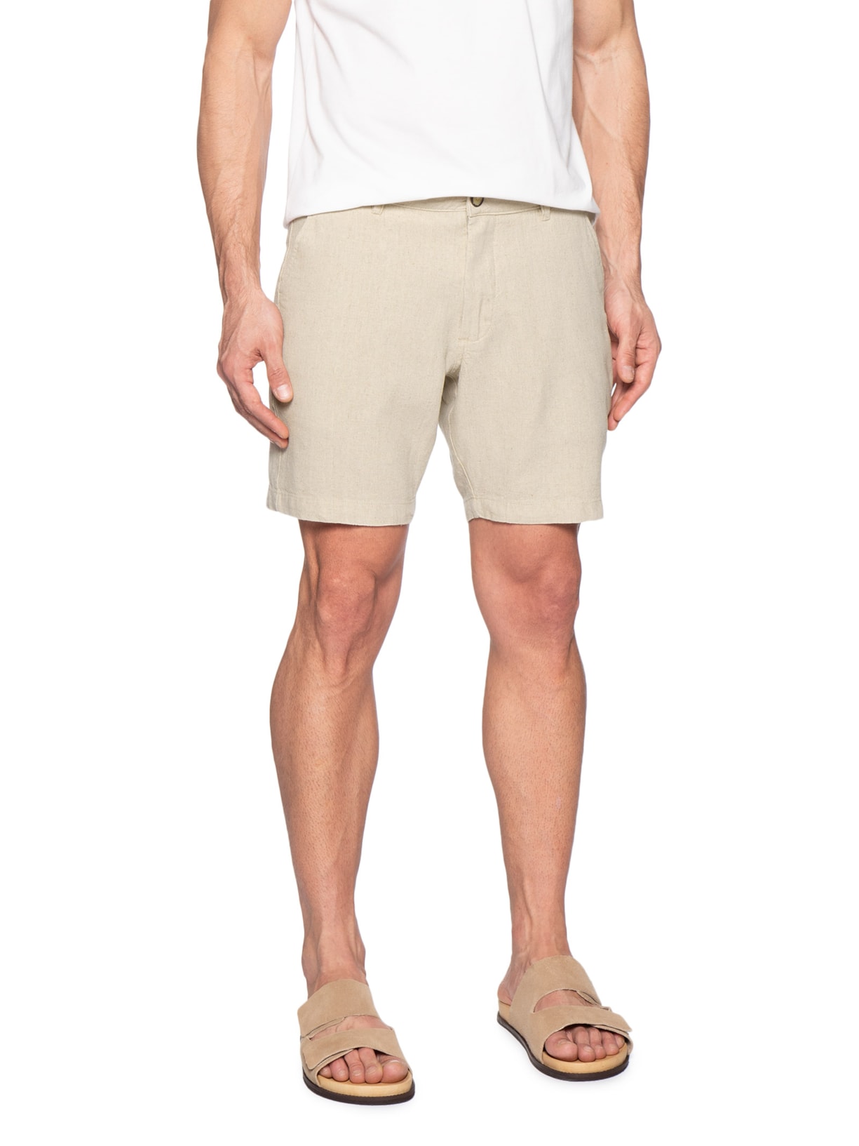Bermuda Masculina Casual Linho Plus Bege Reserva