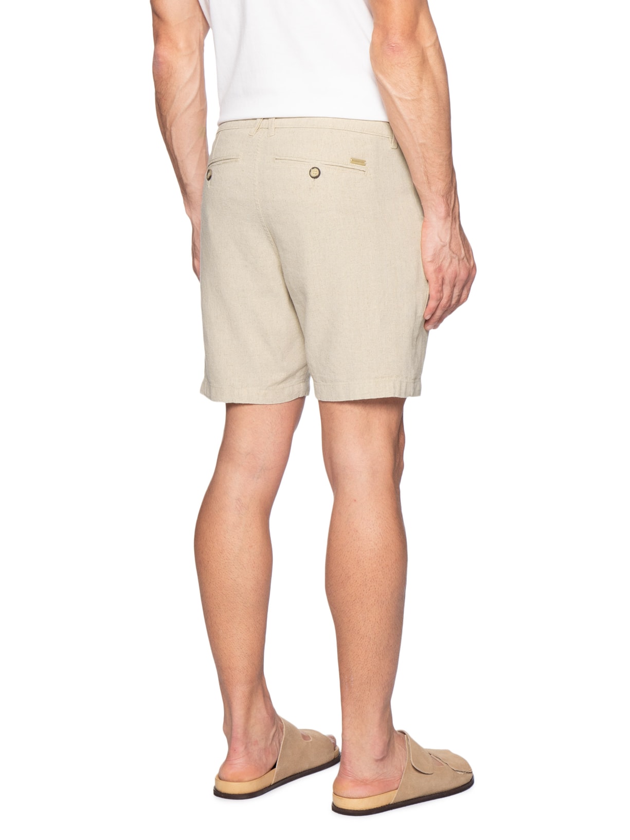 Bermuda Masculina Casual Linho Plus Bege Reserva
