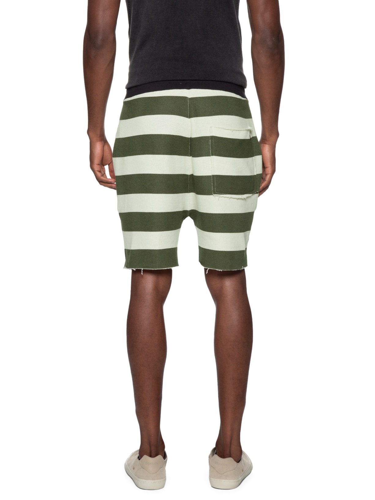 Bermuda Masculina Casual Listrada Moletom Osklen Verde