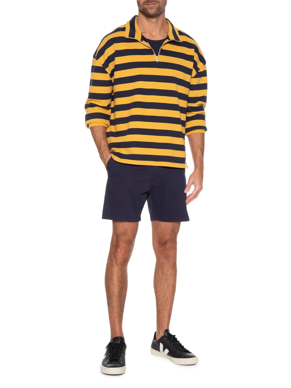 Bermuda Masculina Chino Básica Azul Basiq Men