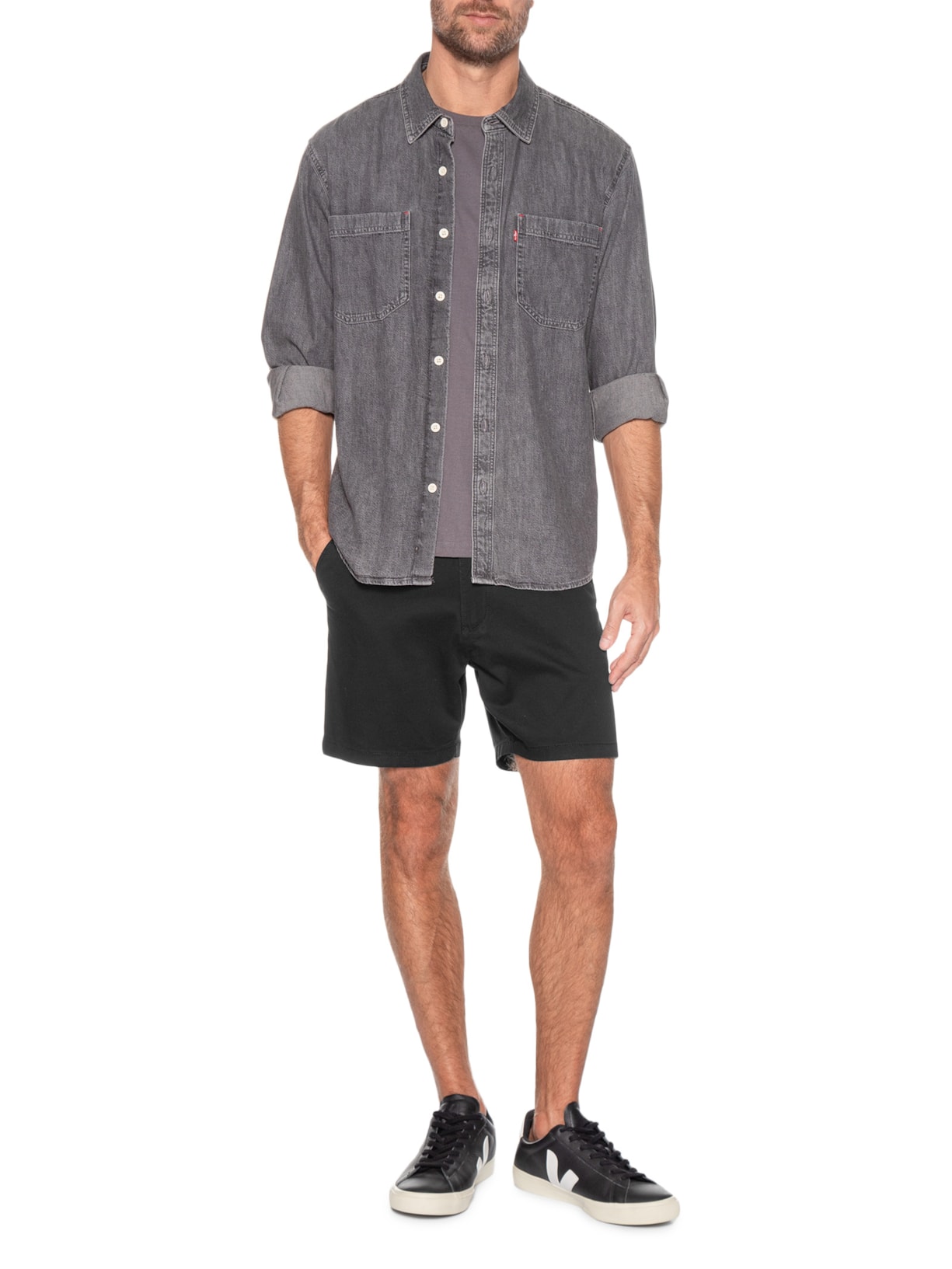 Bermuda Masculina Chino Básica Preto Basiq Men