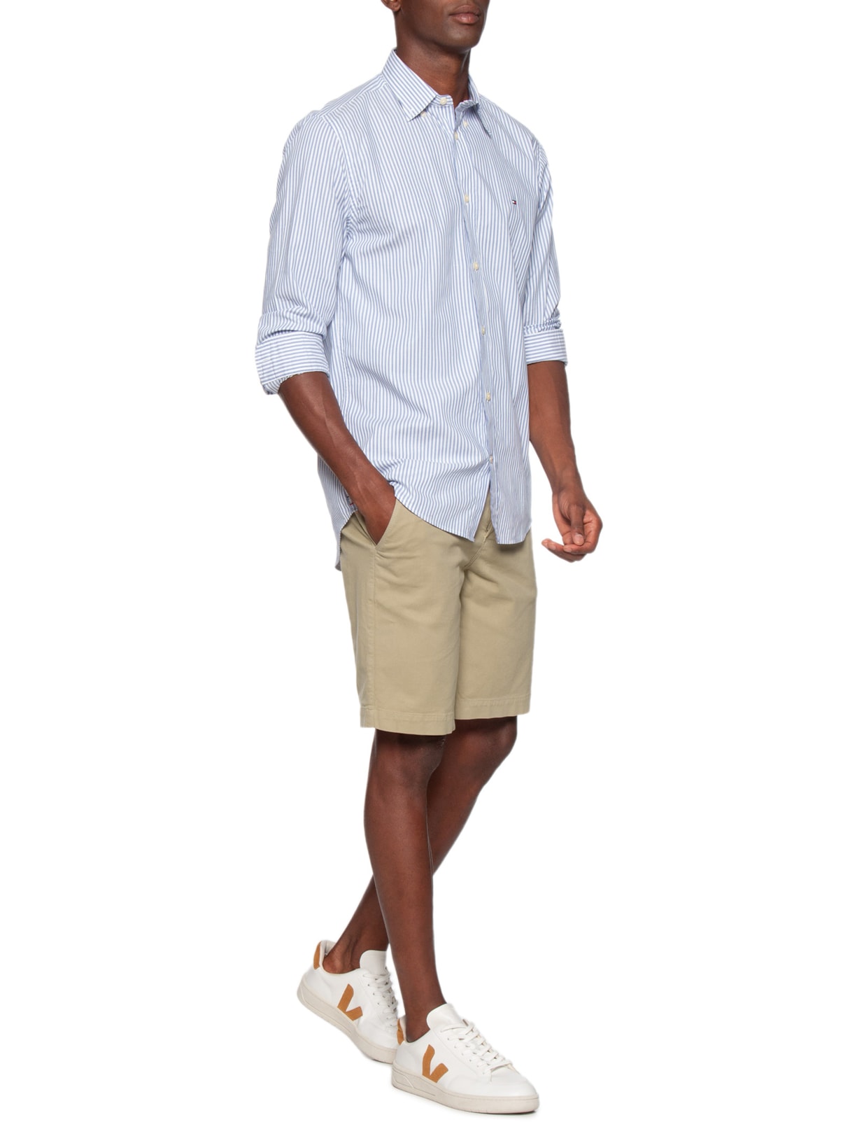 Bermuda Masculina Chino em Sarja Tinturada Marrom Sergio K