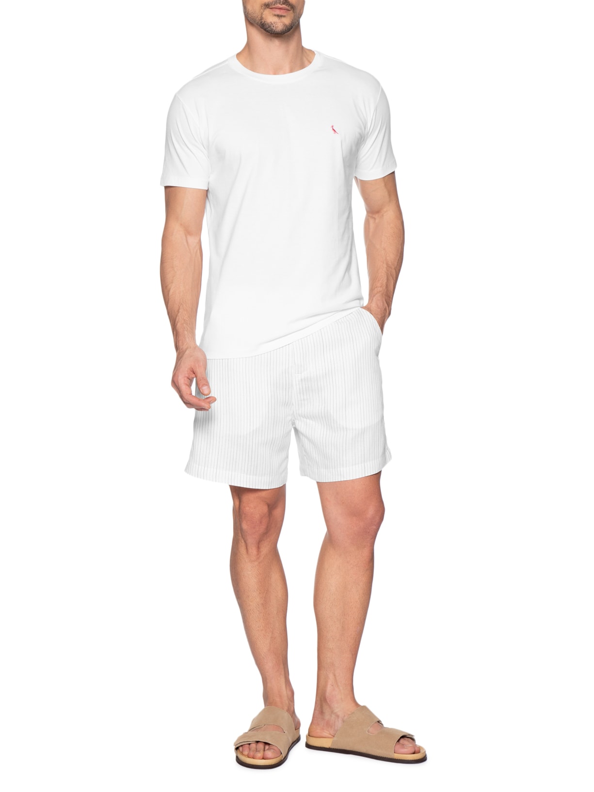 Bermuda Masculina Chino Linho Capri Co Branco Reserva