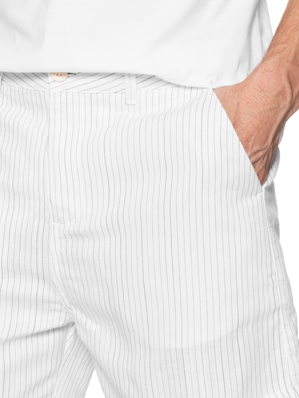 Bermuda Masculina Chino Linho Capri Co Branco Reserva