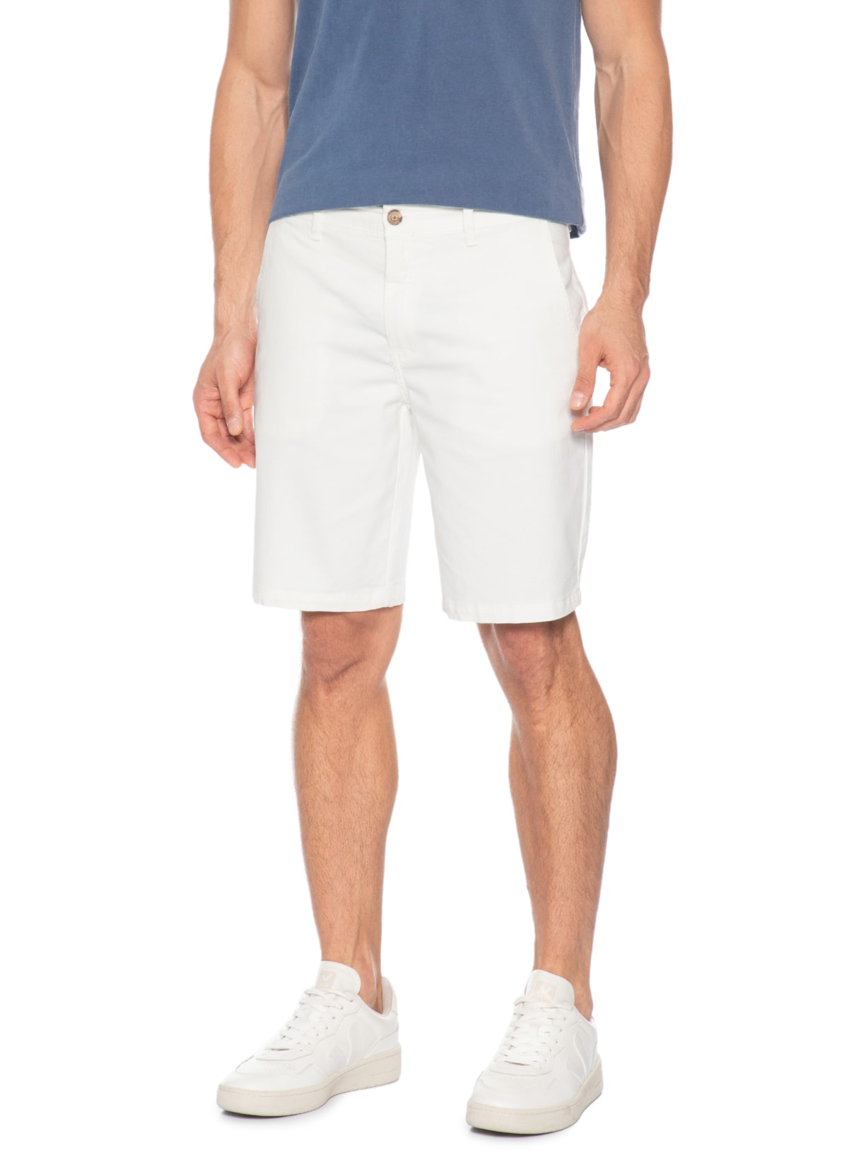 Bermuda Masculina Chino Sarja Elastano Tinturada Branco Sergio K