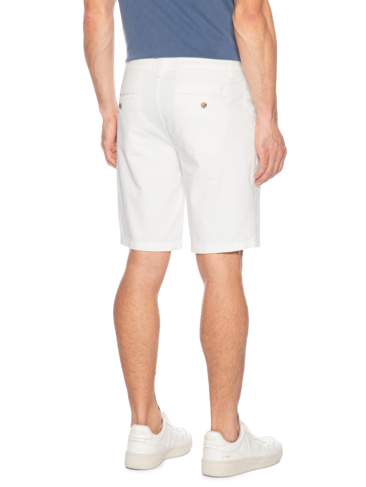Bermuda Masculina Chino Sarja Elastano Tinturada Branco Sergio K