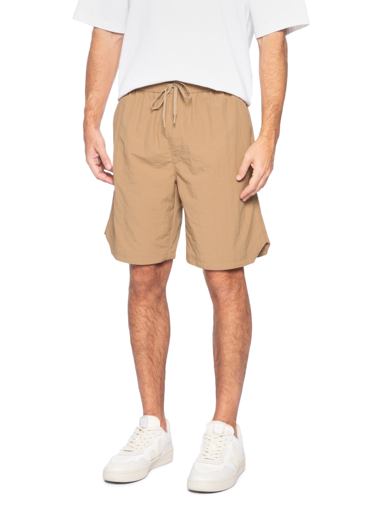 Bermuda Masculina Color Com Elástico Marrom Basiq Men