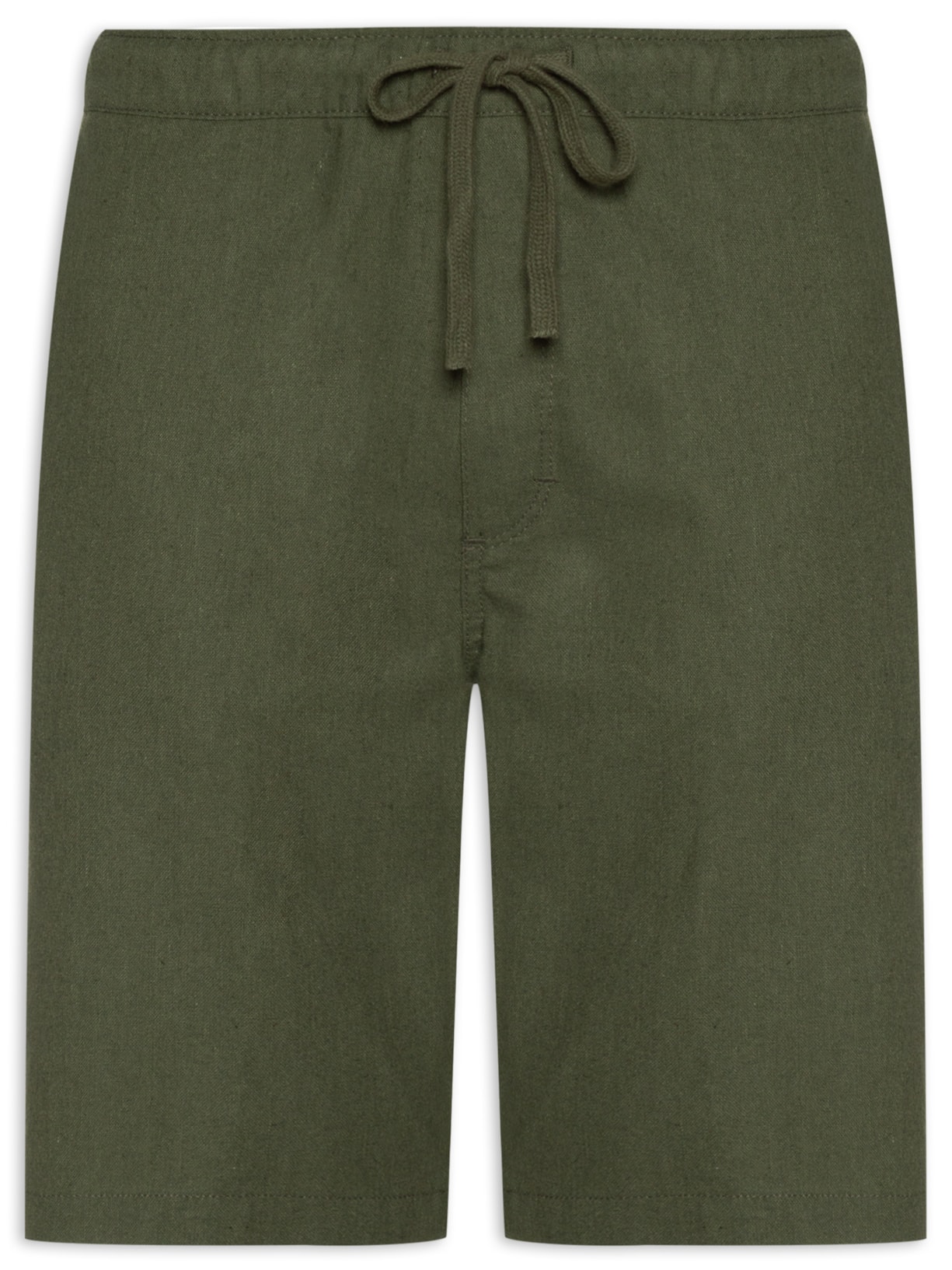 Bermuda Masculina Com Elástico E Cordão Em Linho - Verde