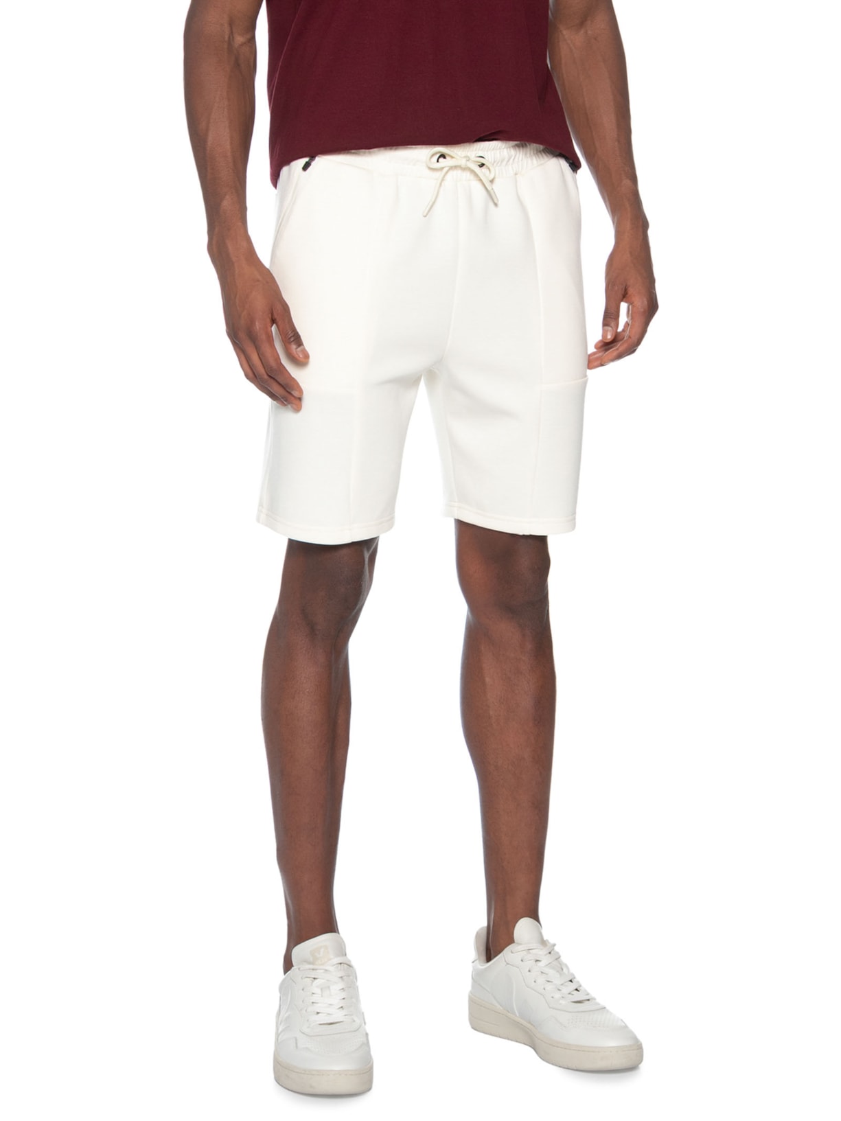 Bermuda Masculina Com Recortes Branco Basiq Men
