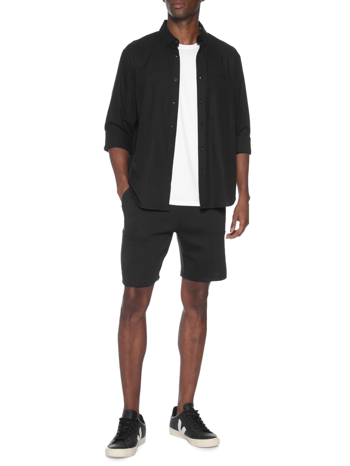 Bermuda Masculina Com Recortes Preto Basiq Men