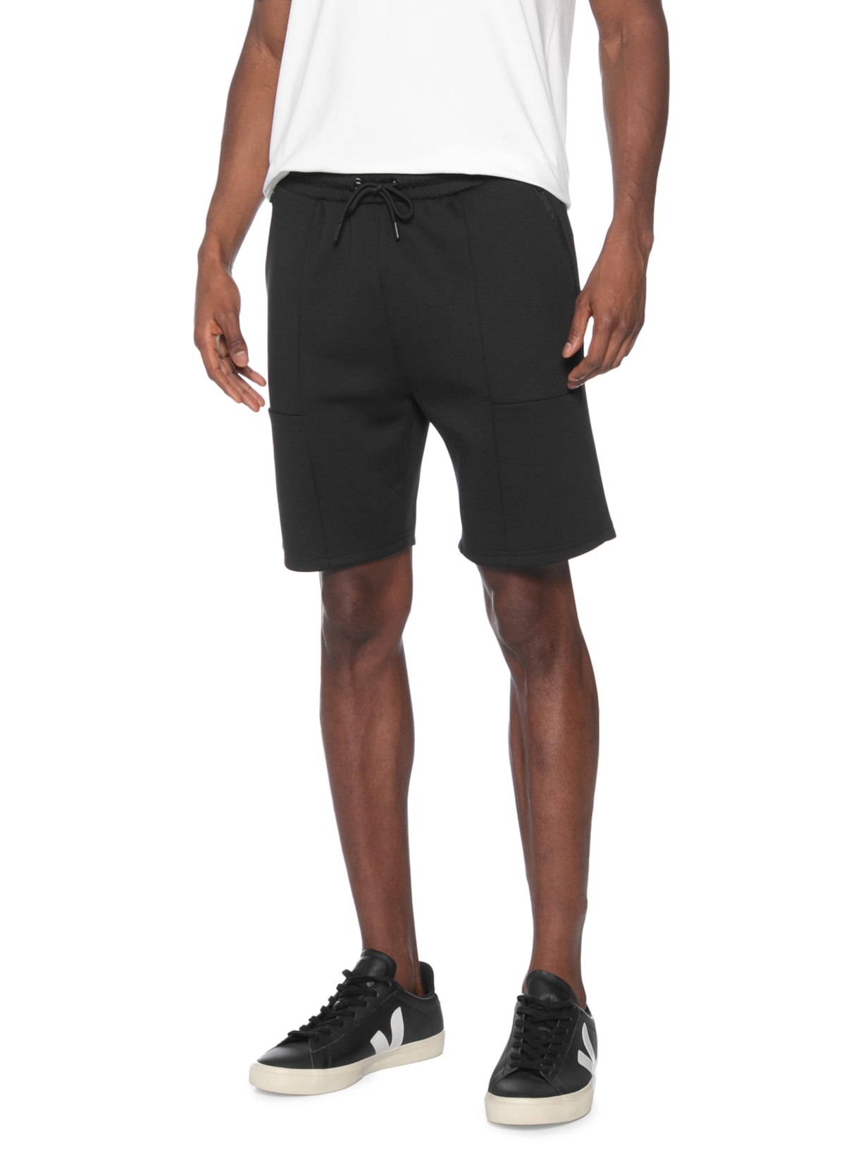 Bermuda Masculina Com Recortes Preto Basiq Men