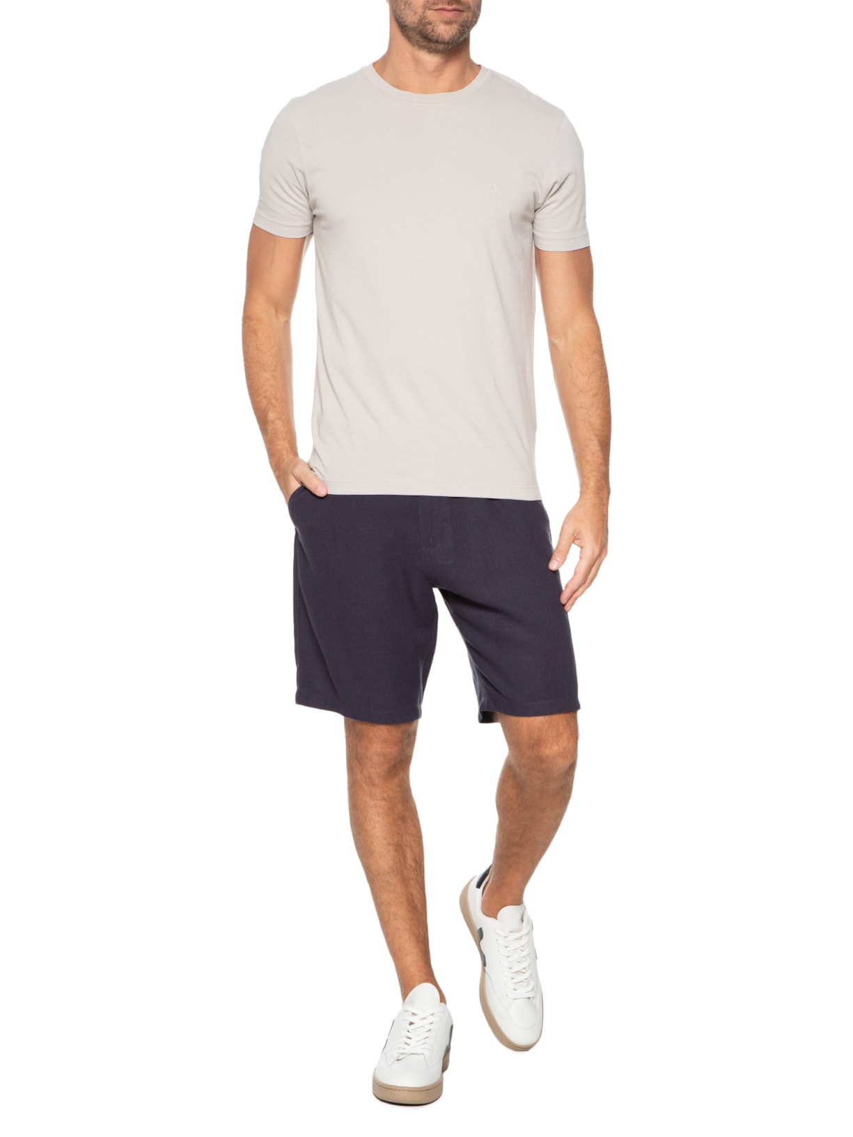 Bermuda Masculina Corda Em Linho Azul '2 Essential