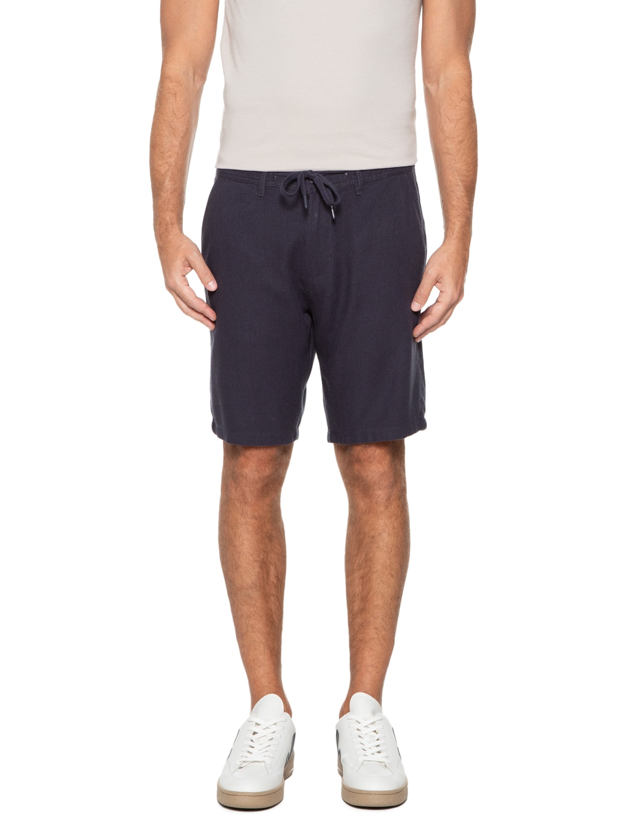 Bermuda Masculina Corda Em Linho Azul '2 Essential