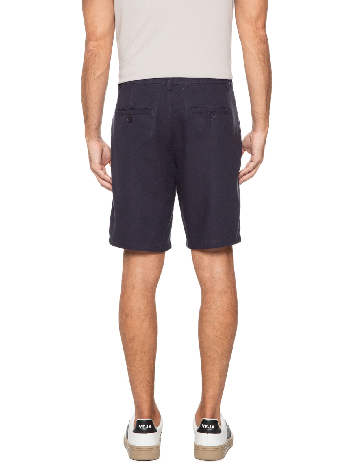 Bermuda Masculina Corda Em Linho Azul '2 Essential