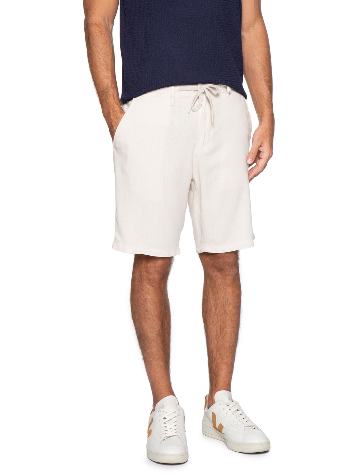 Bermuda Masculina Corda Em Linho Off White '2 Essential