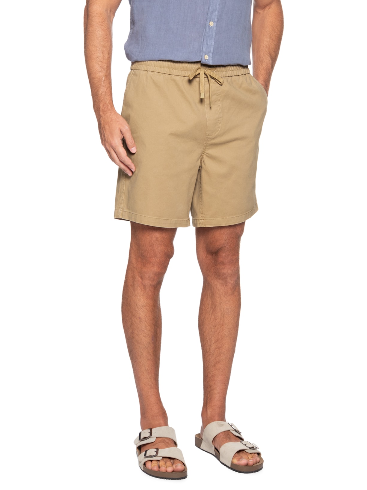 Bermuda Masculina Cós Elástico Bege '2 Essential