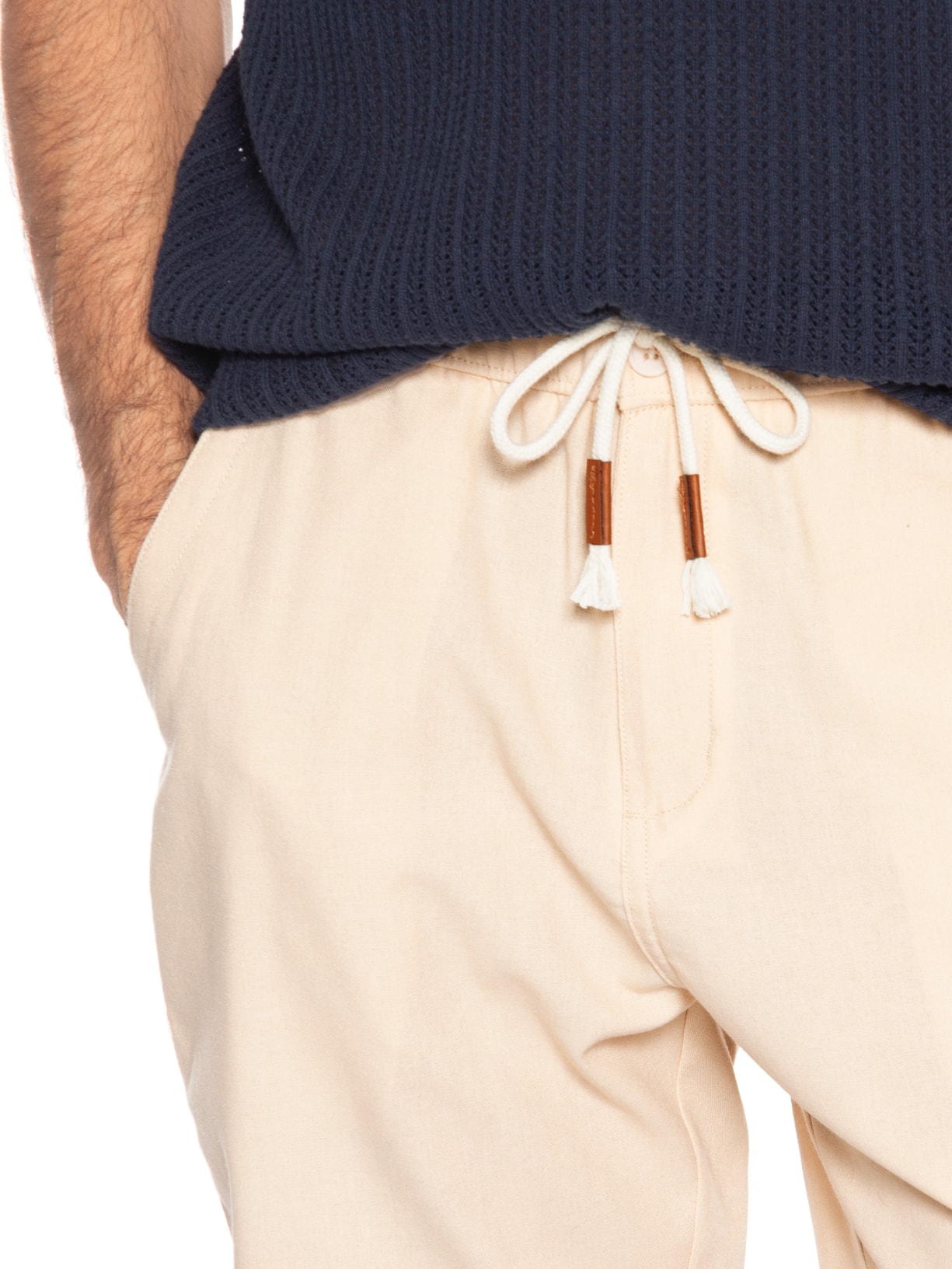 Bermuda Masculina Cós Elástico E Cordão Bege '2 Essential