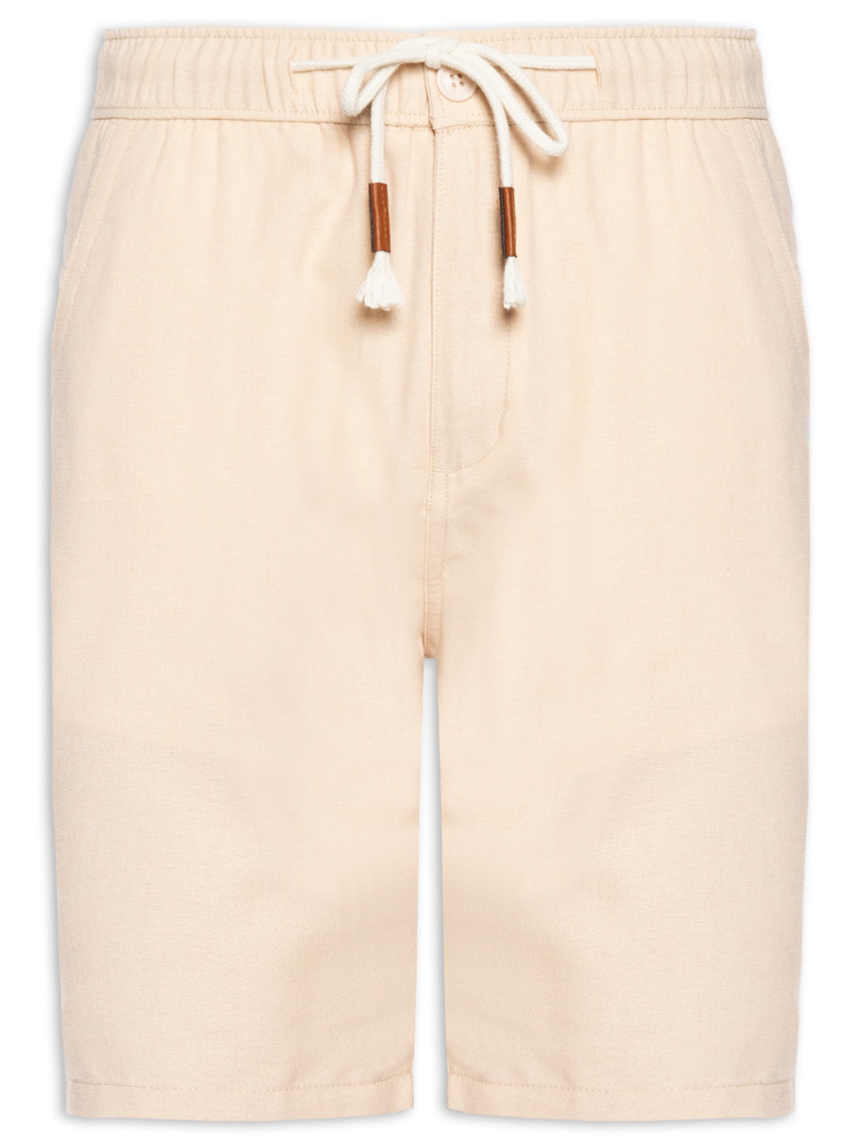 Bermuda Masculina Cós Elástico E Cordão - Bege