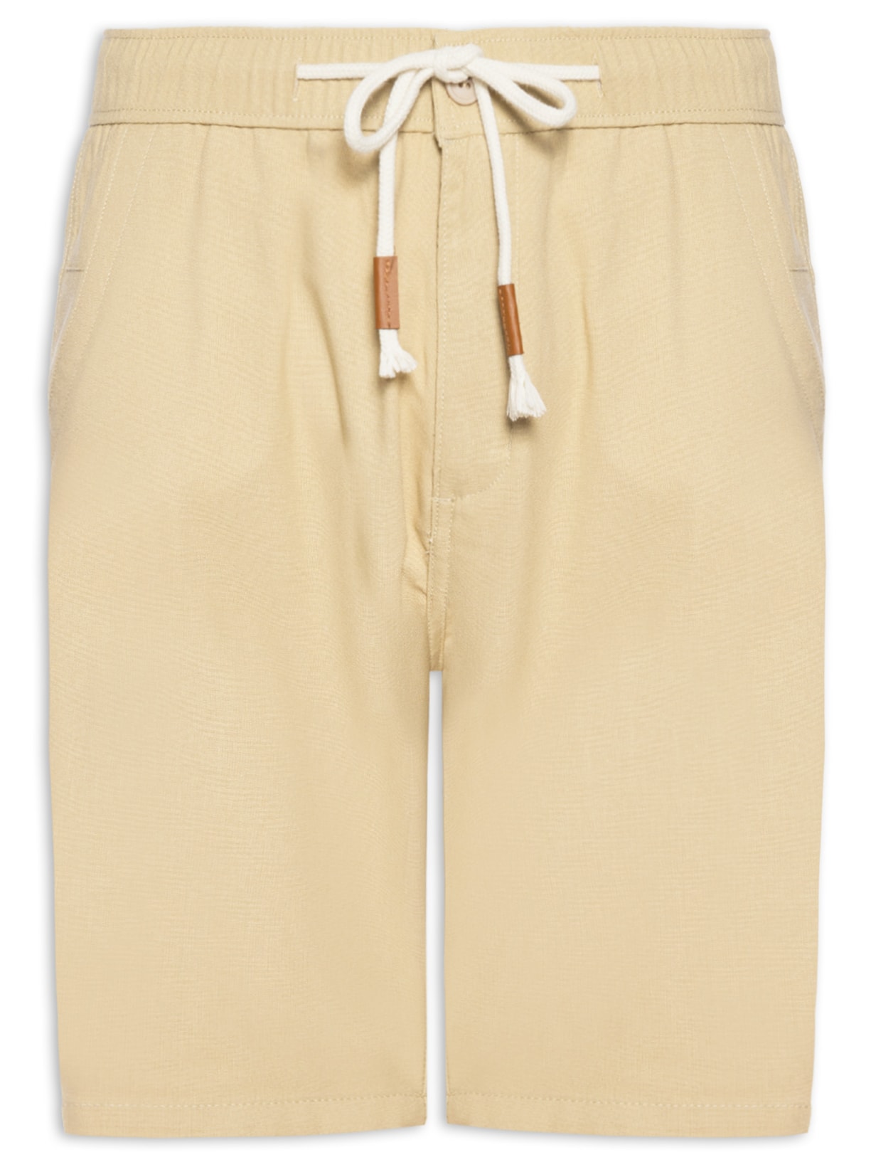 Bermuda Masculina Cós Elástico E Cordão - Bege