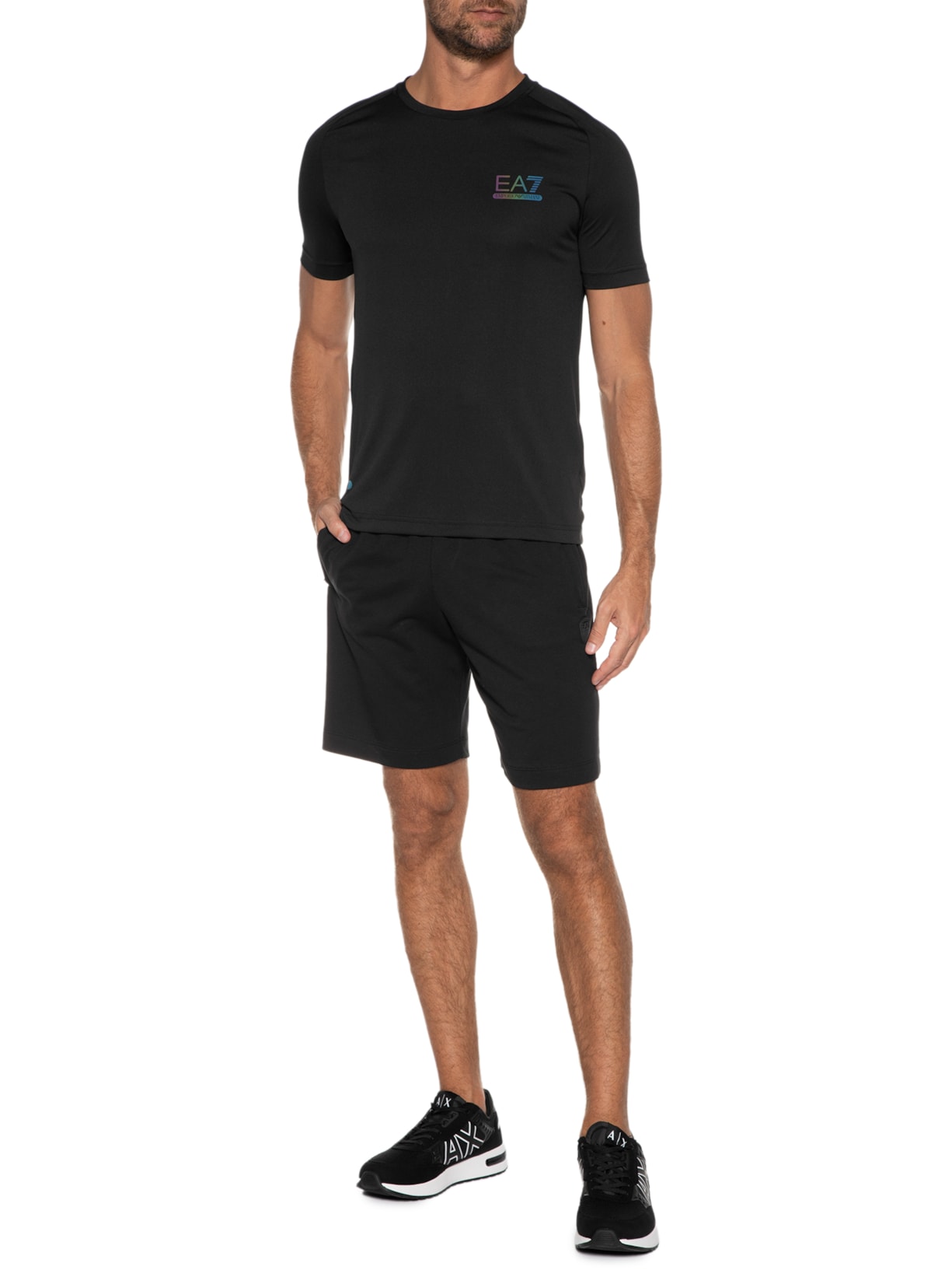 Bermuda Masculina De Malha Preto Ea7 Emporio Armani
