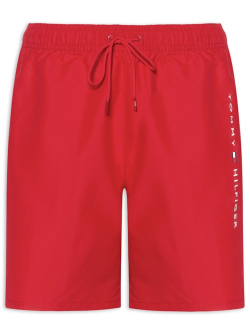 Bermuda Masculina De Praia Com Cordão - Vermelho