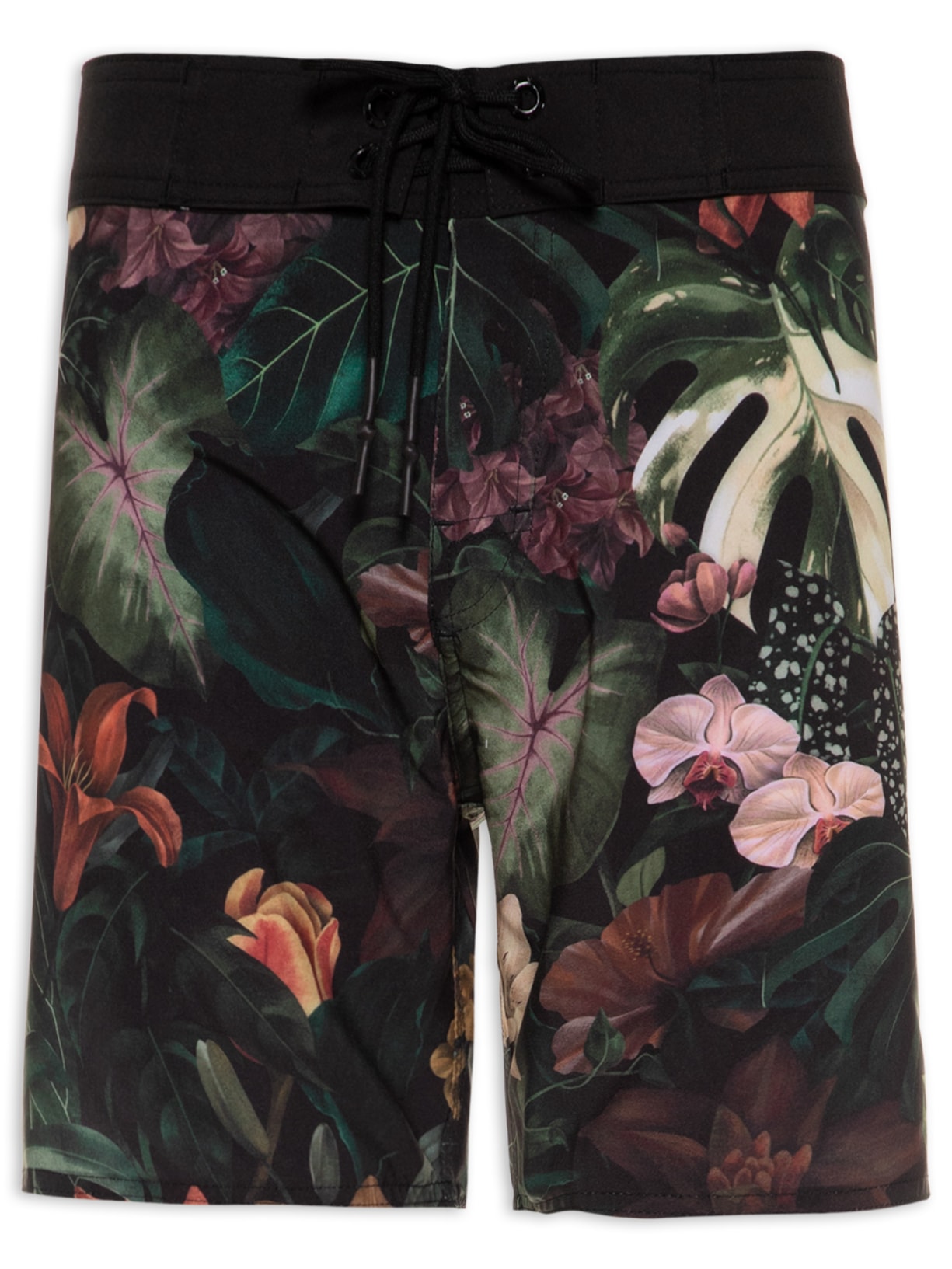Bermuda Masculina De Praia Estampa Jardim Botânico - Preto