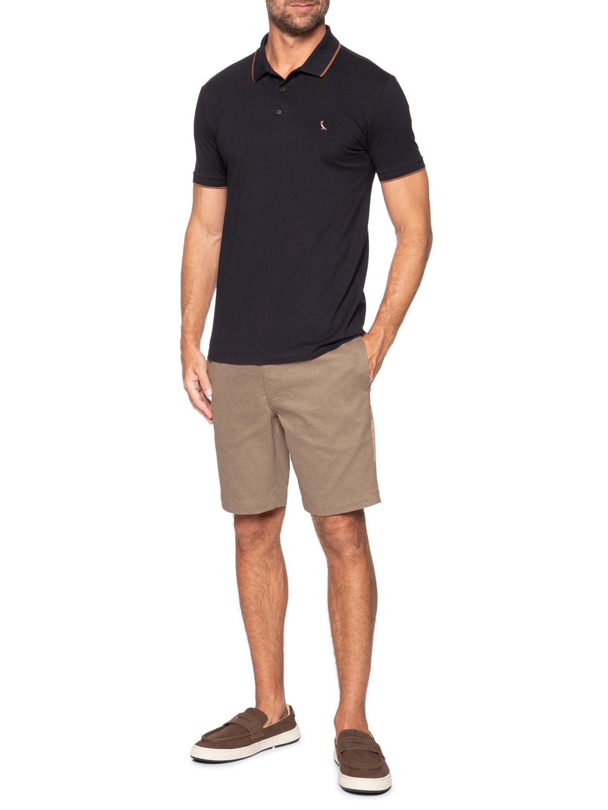 Bermuda Masculina De Sarja Casual Tito Bege Reserva