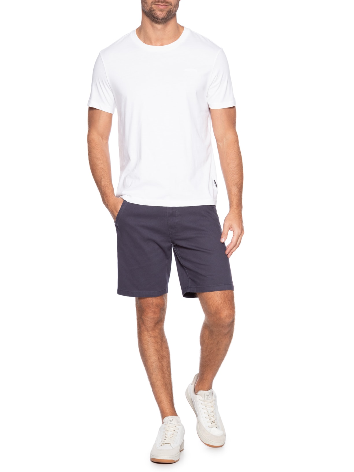 Bermuda Masculina de Sarja Chino Azul  '2 Essential