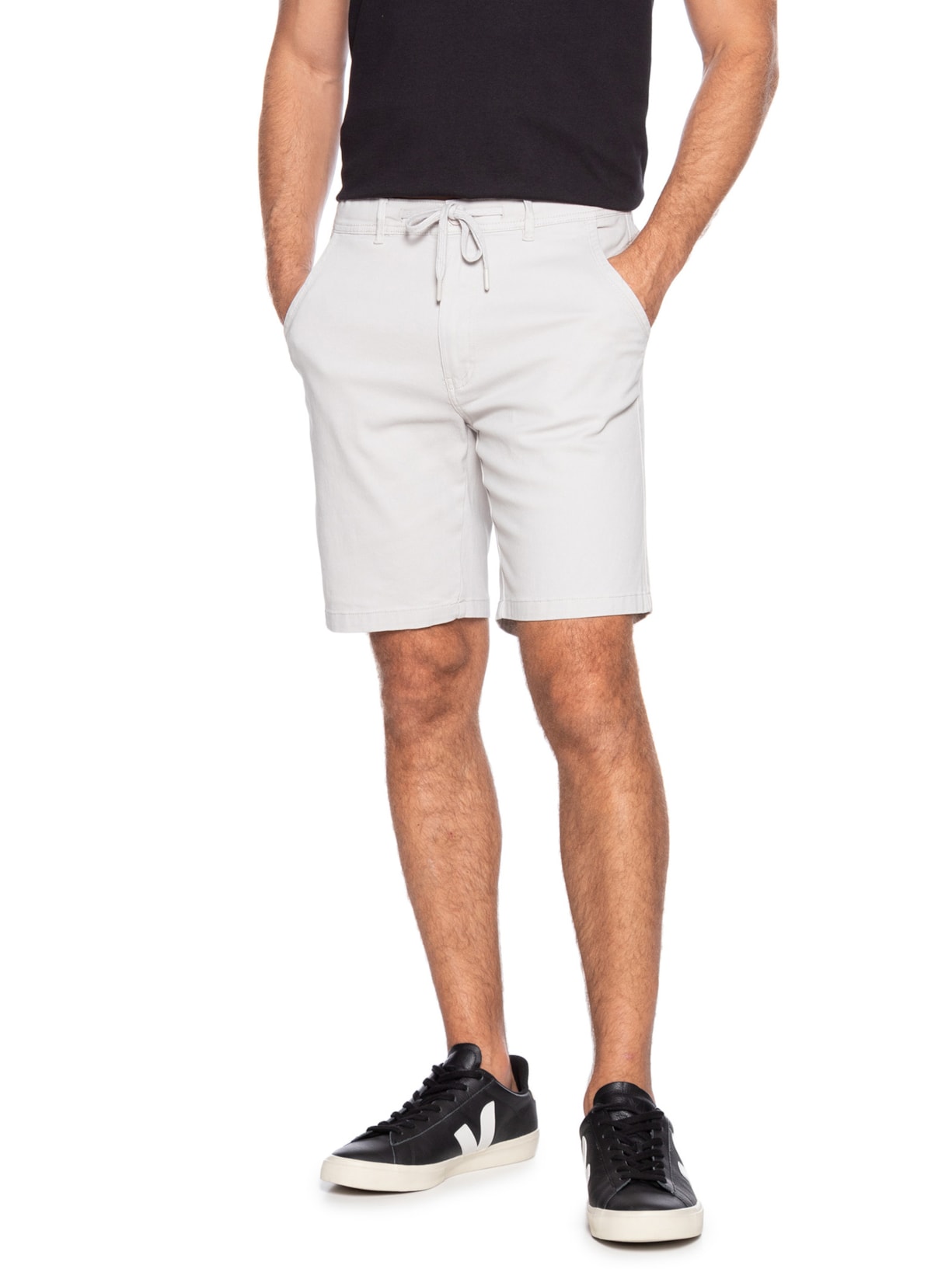 Bermuda Masculina de Sarja Chino Cinza '2 Essential