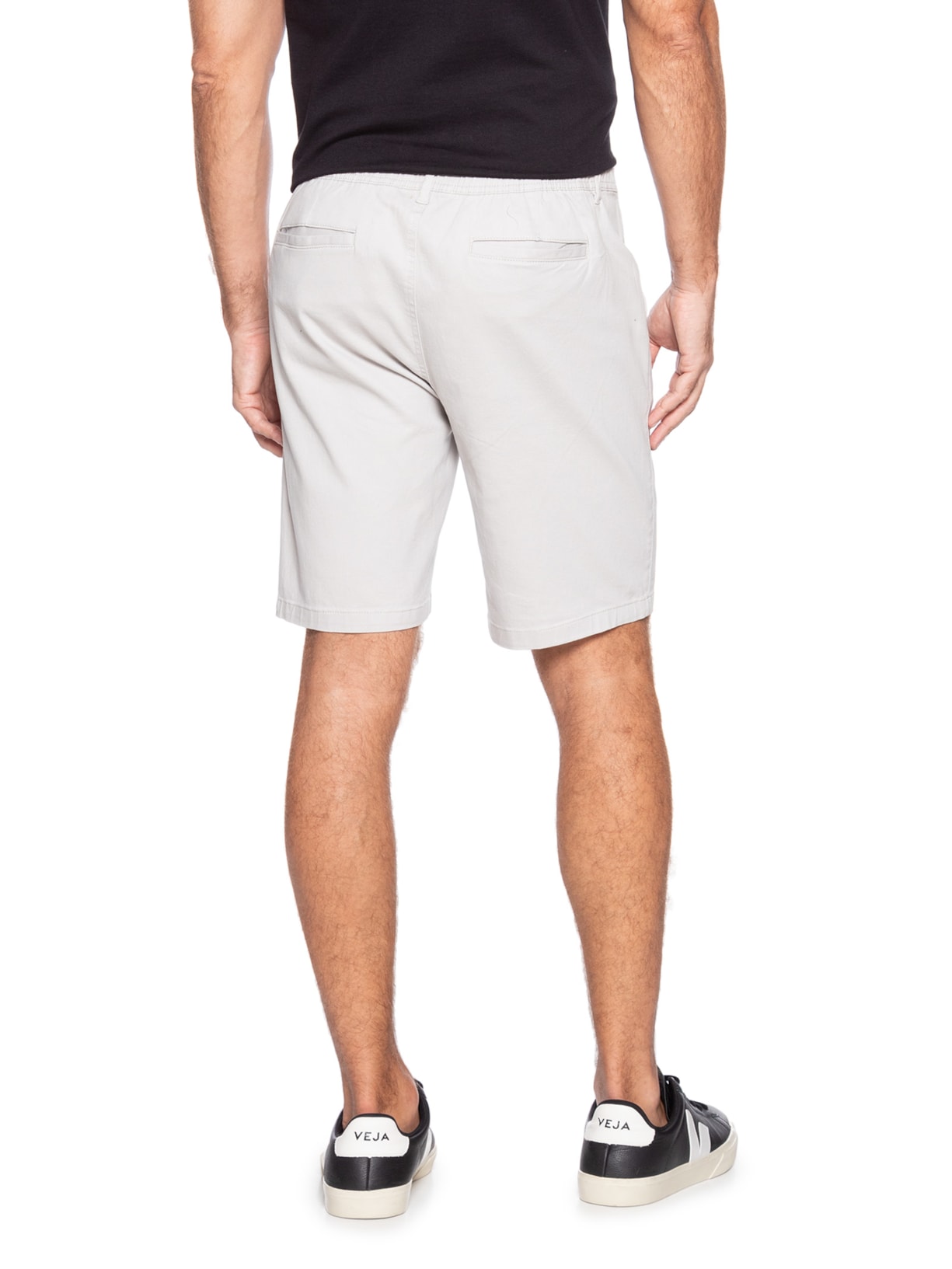 Bermuda Masculina de Sarja Chino Cinza '2 Essential
