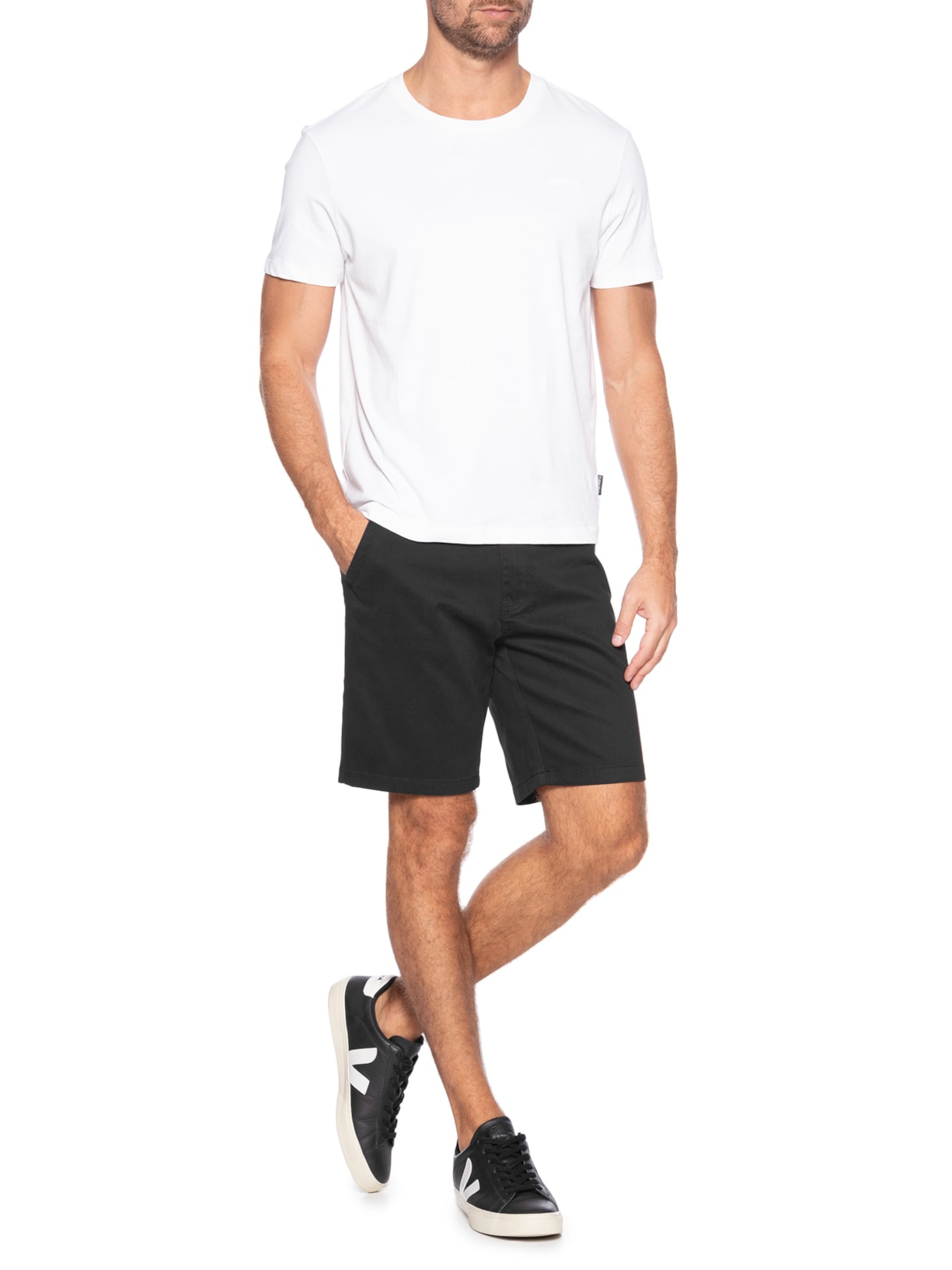 Bermuda Masculina de Sarja Chino Preto '2 Essential