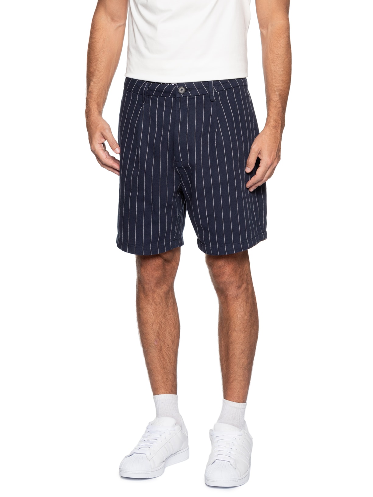 Bermuda Masculina De Sarja Com Fio Tinto Azul Hering