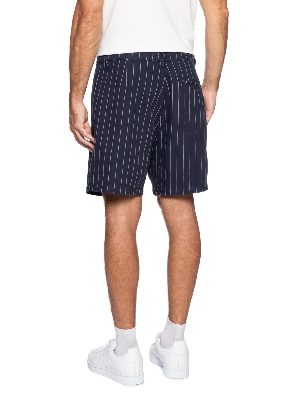 Bermuda Masculina De Sarja Com Fio Tinto Azul Hering