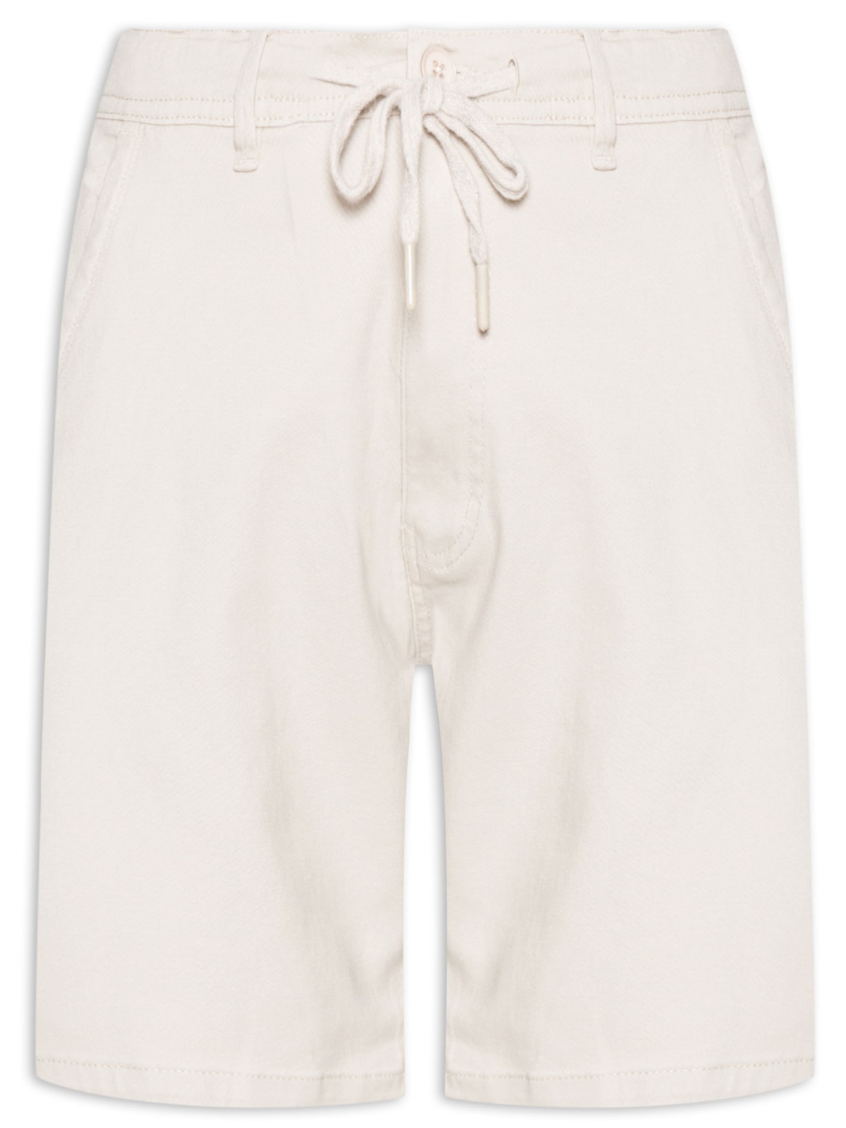 Bermuda Masculina De Sarja Meio Elástico Com Cordão Bege '2 Essential