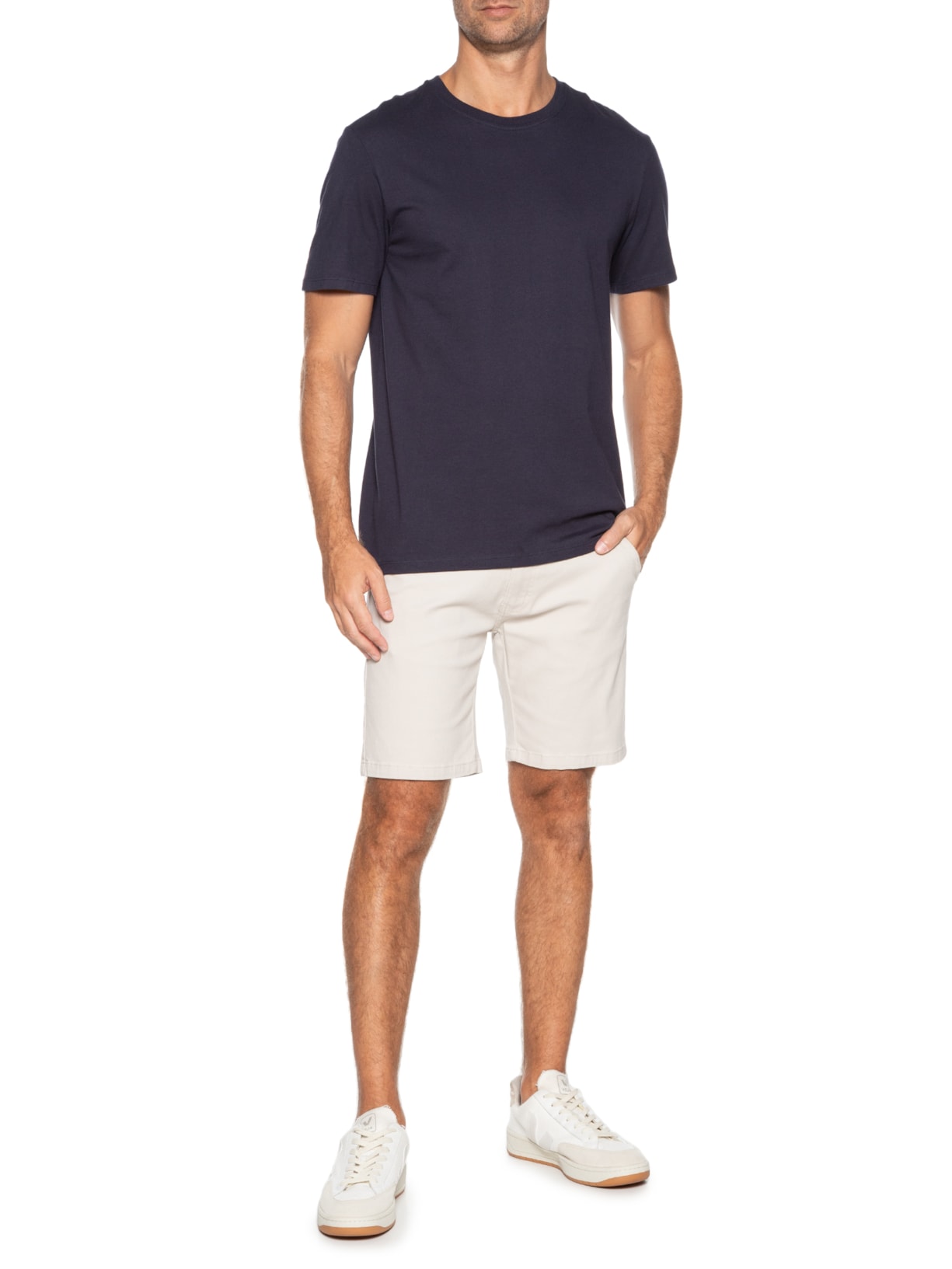 Bermuda Masculina De Sarja Meio Elástico Com Cordão Bege '2 Essential