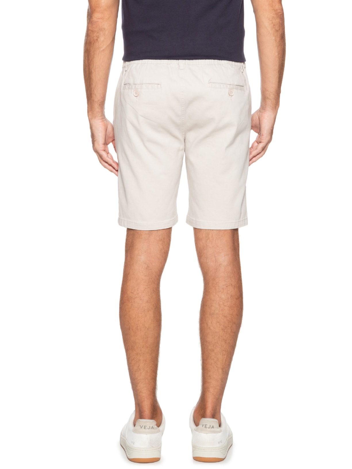 Bermuda Masculina De Sarja Meio Elástico Com Cordão Bege '2 Essential