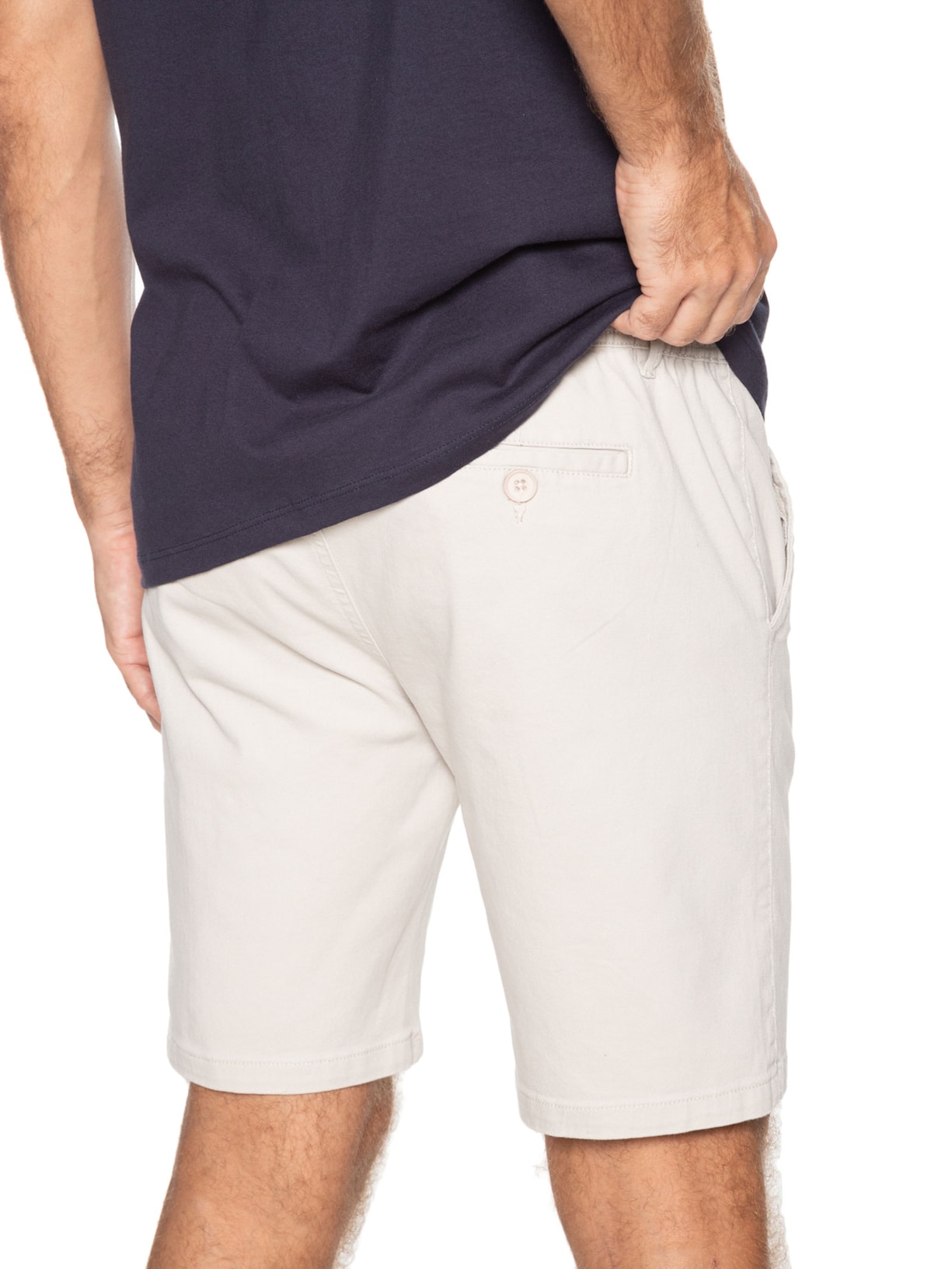 Bermuda Masculina De Sarja Meio Elástico Com Cordão Bege '2 Essential