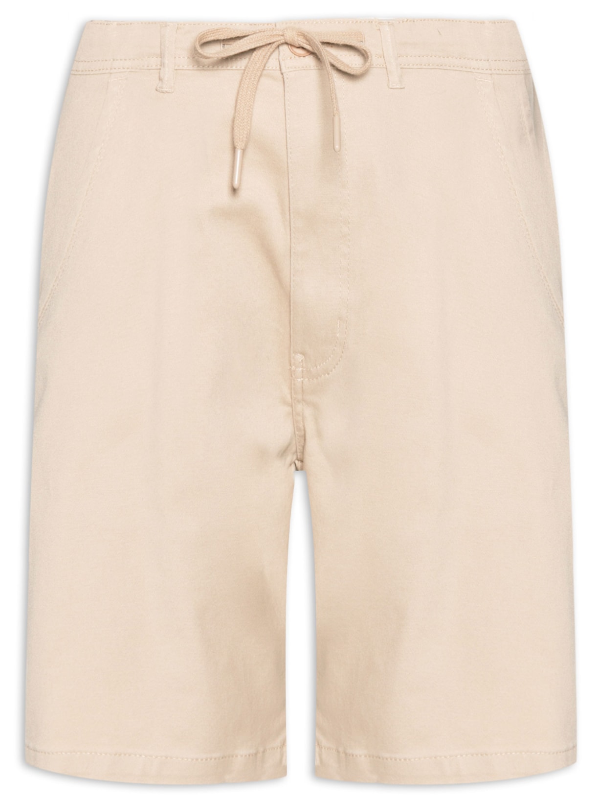 Bermuda Masculina De Sarja Meio Elástico Com Cordão Bege '2 Essential