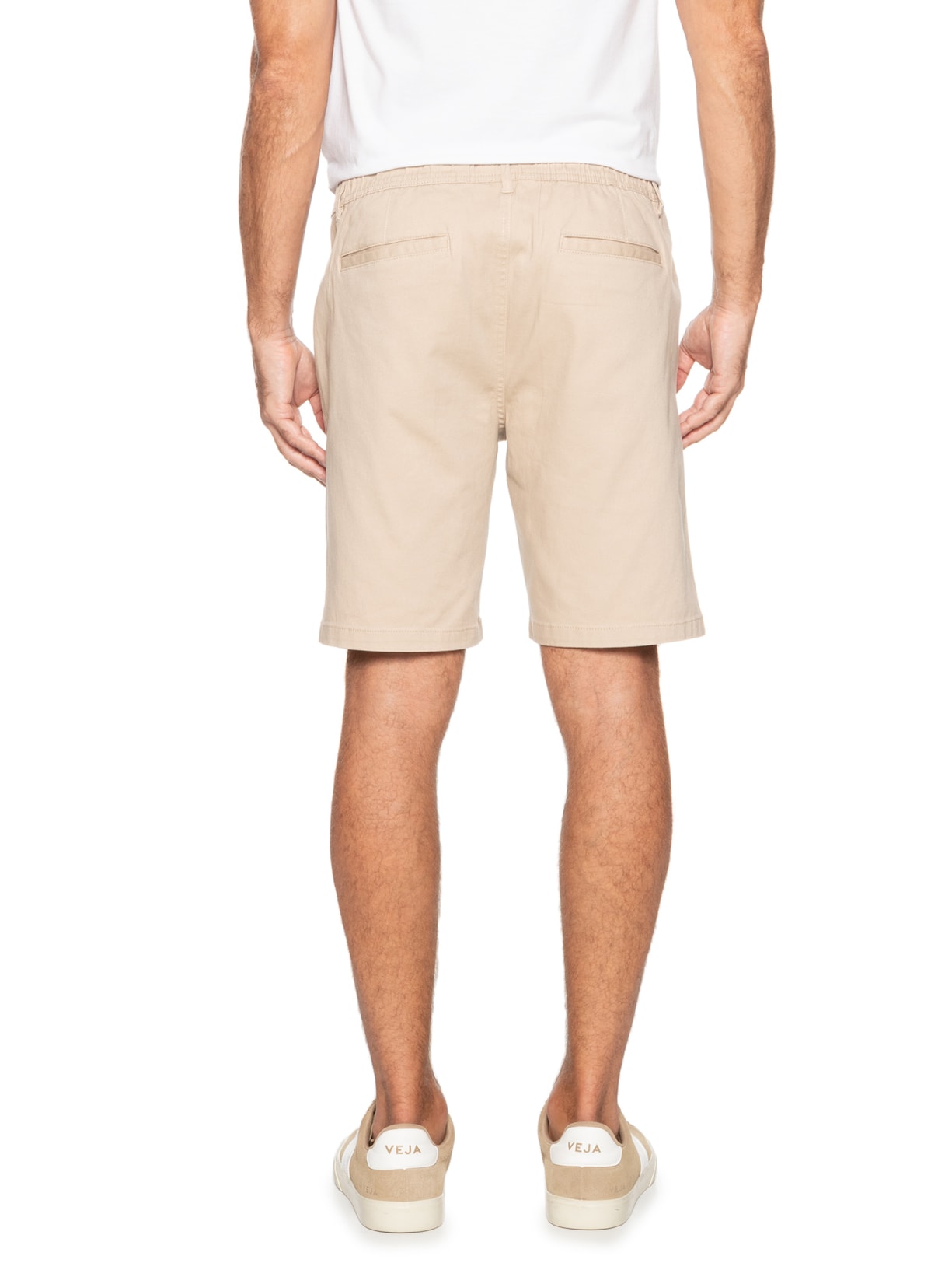 Bermuda Masculina De Sarja Meio Elástico Com Cordão Bege '2 Essential