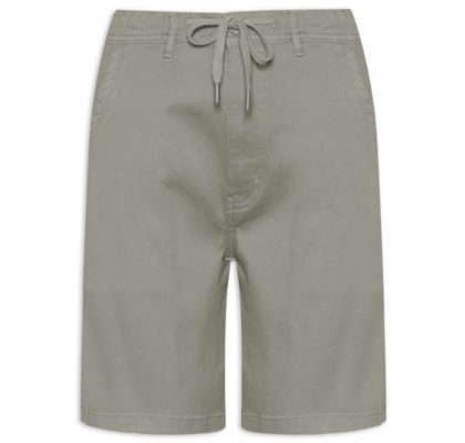 Bermuda Masculina De Sarja Meio Elástico Com Cordão - Cinza
