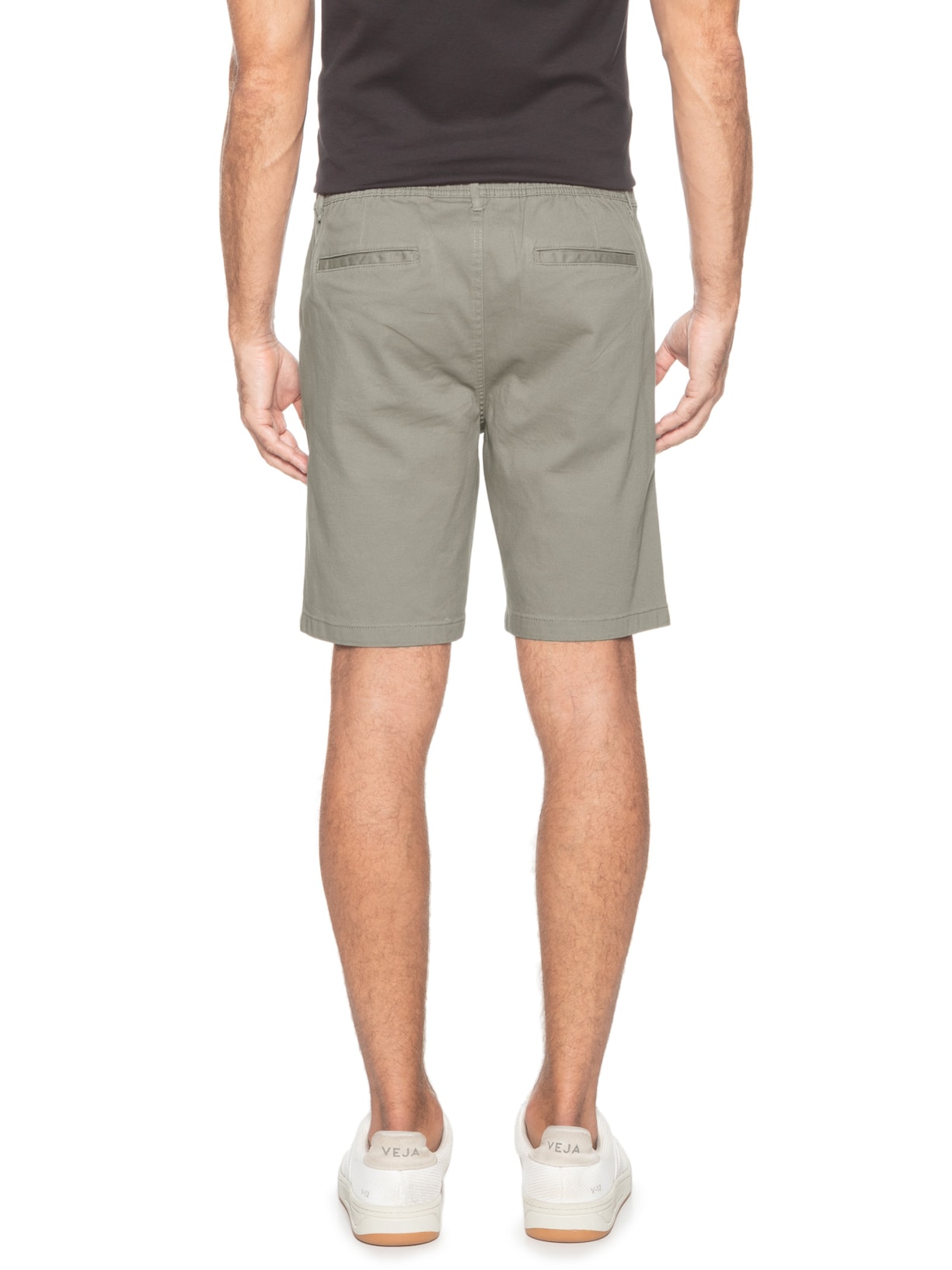 Bermuda Masculina De Sarja Meio Elástico Com Cordão Cinza '2 Essential