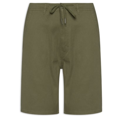 Bermuda Masculina De Sarja Meio Elástico Com Cordão - Verde
