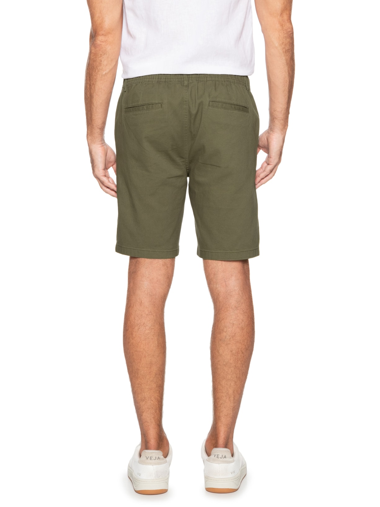 Bermuda Masculina De Sarja Meio Elástico Com Cordão Verde '2 Essential