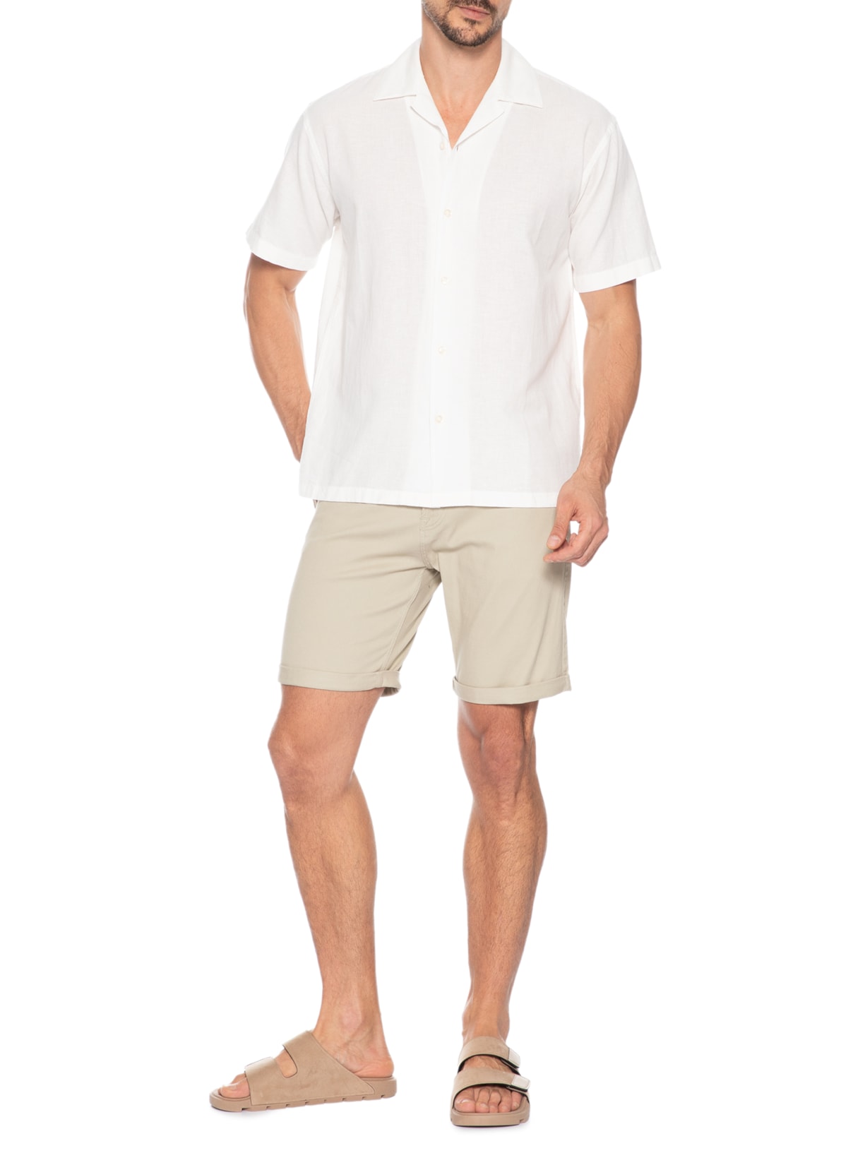 Bermuda Masculina Dylan Regular Fit Bege Jack & Jones